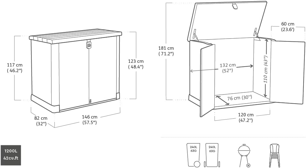 Keter 250001 Store It Out Pro Outdoor Storage Shed, 145.5 x 82 x 123cm Beige/Brown