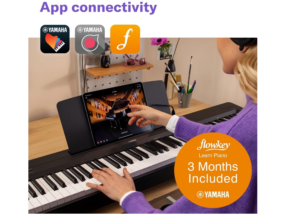 Yamaha P-145 Digital Piano, Black - Lightweight, Portable digital piano with Graded-Hammer-Compact keyboard, 88 weighted keys and 10 instrument sounds