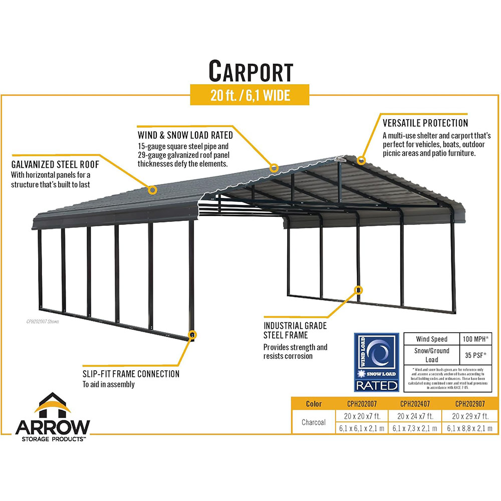 Arrow Carports Galvanized Steel Carport
