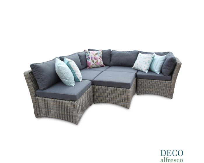 6PC High Back Modular Daybed Sofa Rattan Furniture Set - Natural DECO alfresco