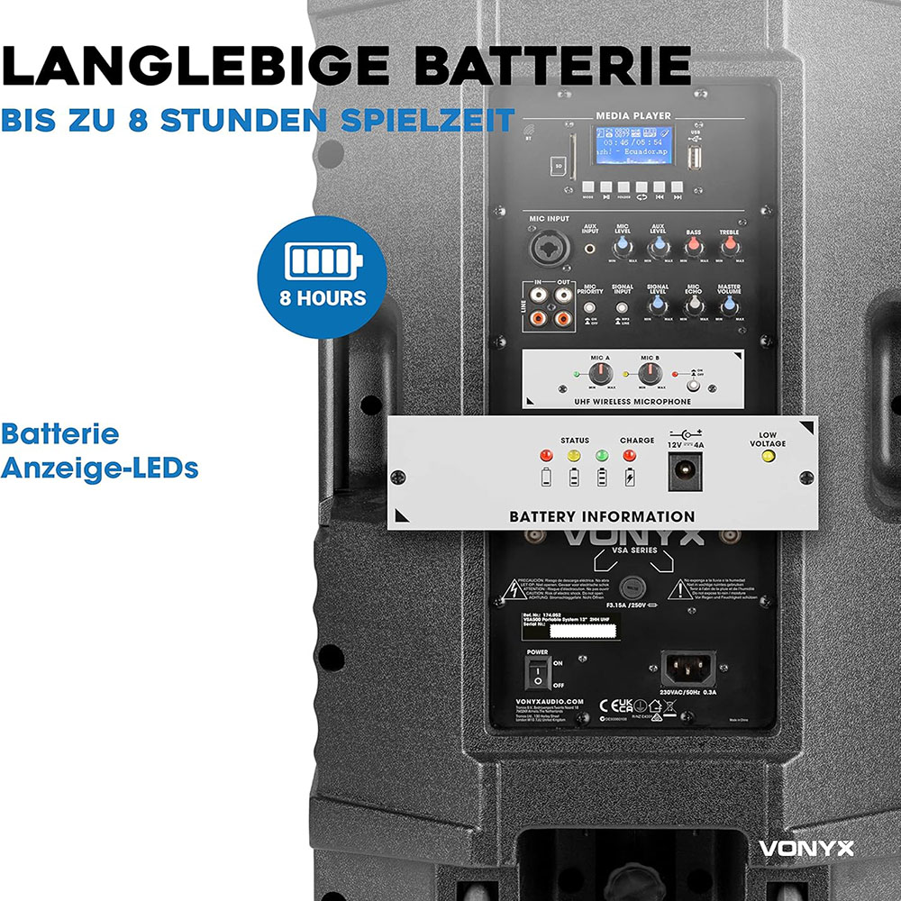 Vonyx VSA700 Partybox Bluetooth Lautsprecher groß mit Akku