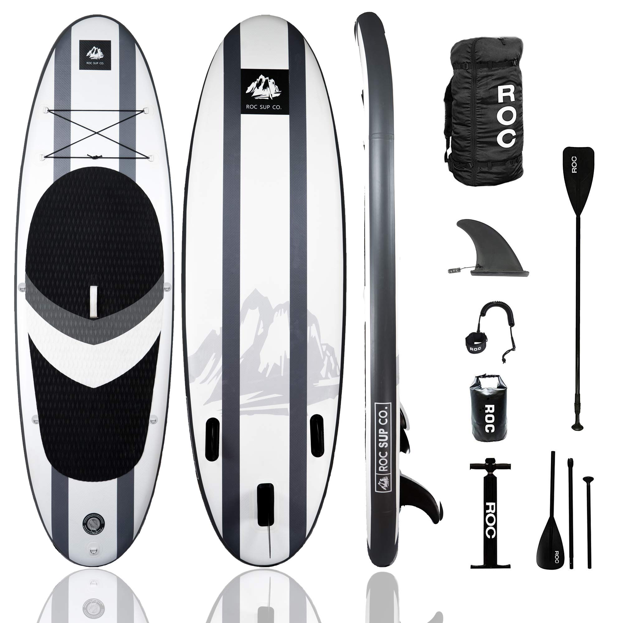 Roc Inflatable Stand Up Paddle Board with Premium sup Accessories & Backpack, Non-Slip Deck, Waterproof Bag, Leash, Paddle and Hand Pump